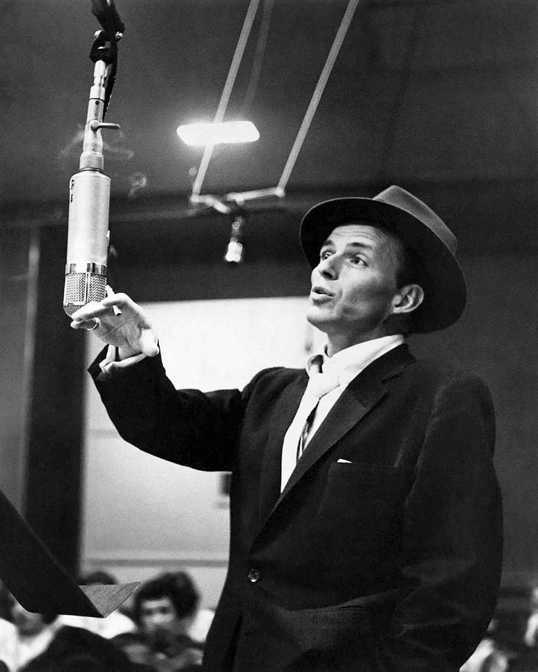 Frank Sinatra Singing With Hanging Microphone Wallpaper