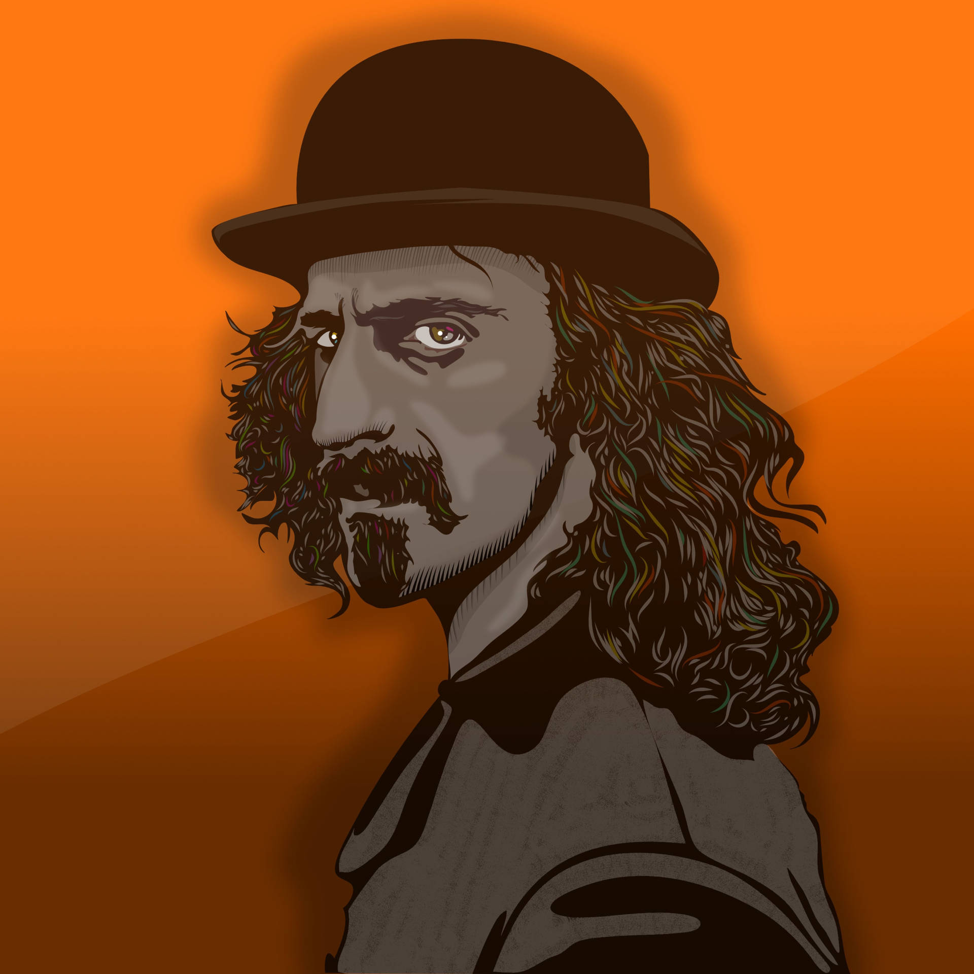 Legendary Music Icon Frank Zappa in Digital Art Wallpaper