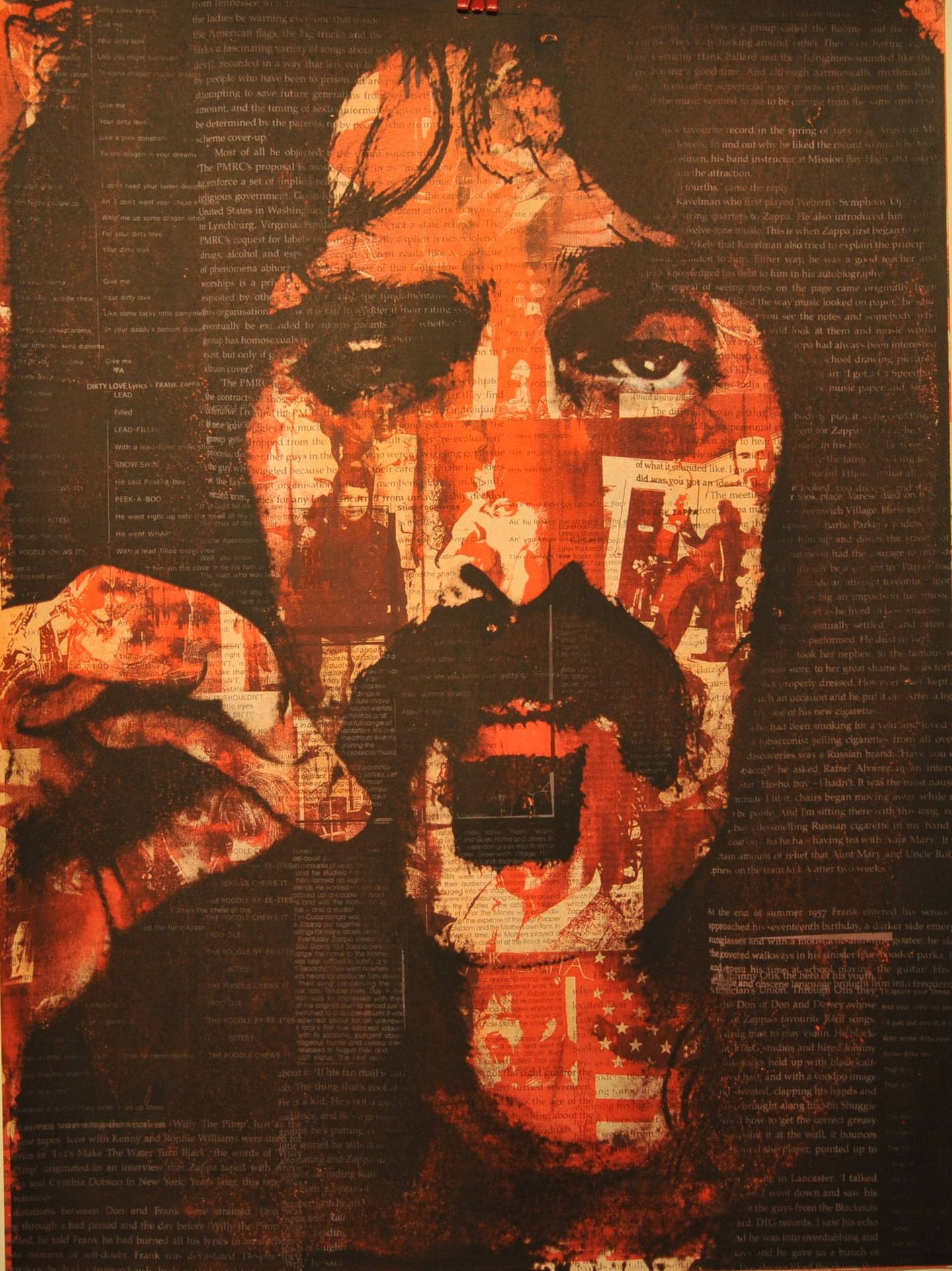 Collage Arancione Di Frank Zappa Sfondo