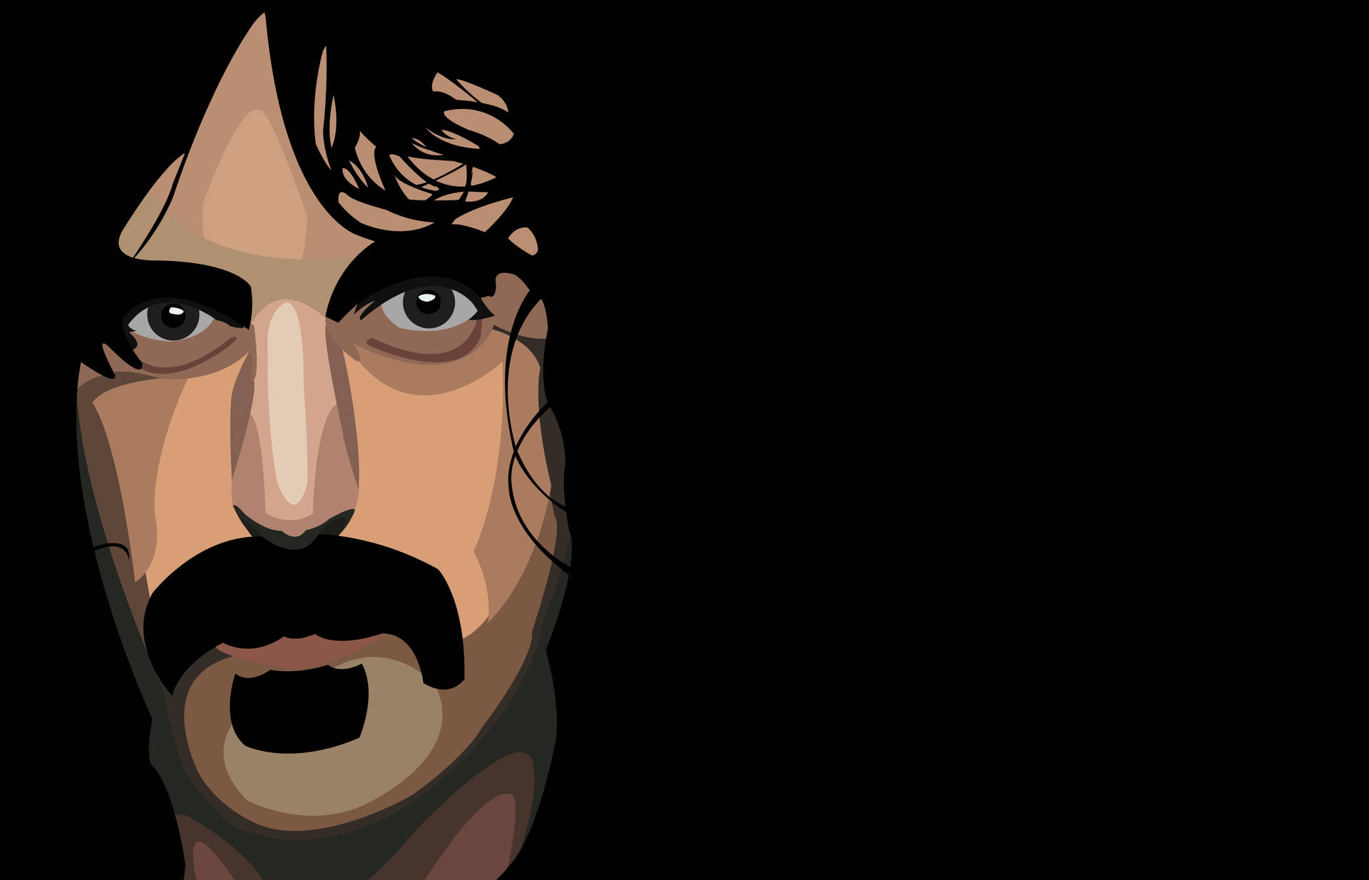 Retratode Arte Vetorial De Frank Zappa Para Papel De Parede De Computador Ou Celular. Papel de Parede