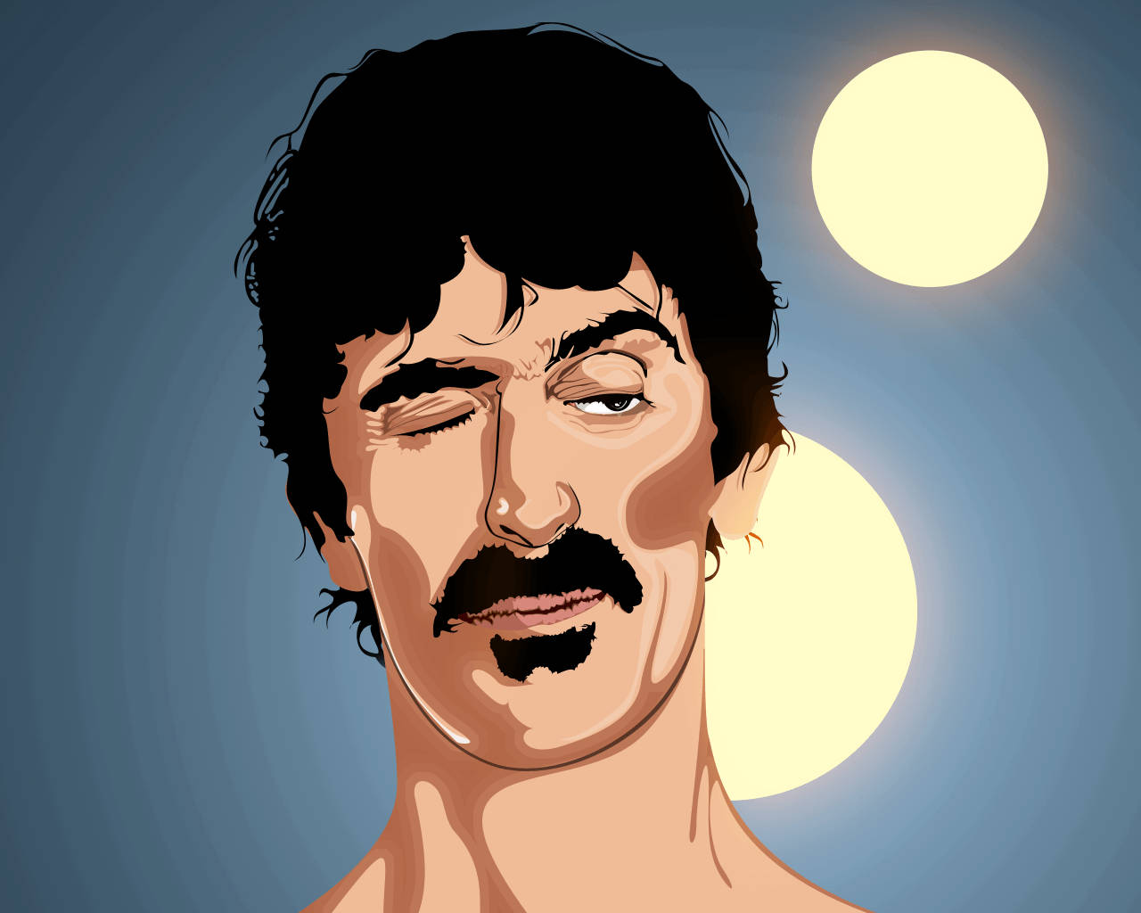 Frank Zappa Wink Art Desktop Tapet: Nyd fantastisk grafik med detaljer fra Frank Zappas skæbnevise kunst. Wallpaper
