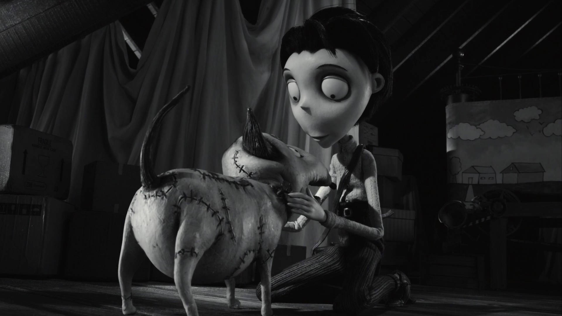 Frankenweenie Victor Petting Sparky Background