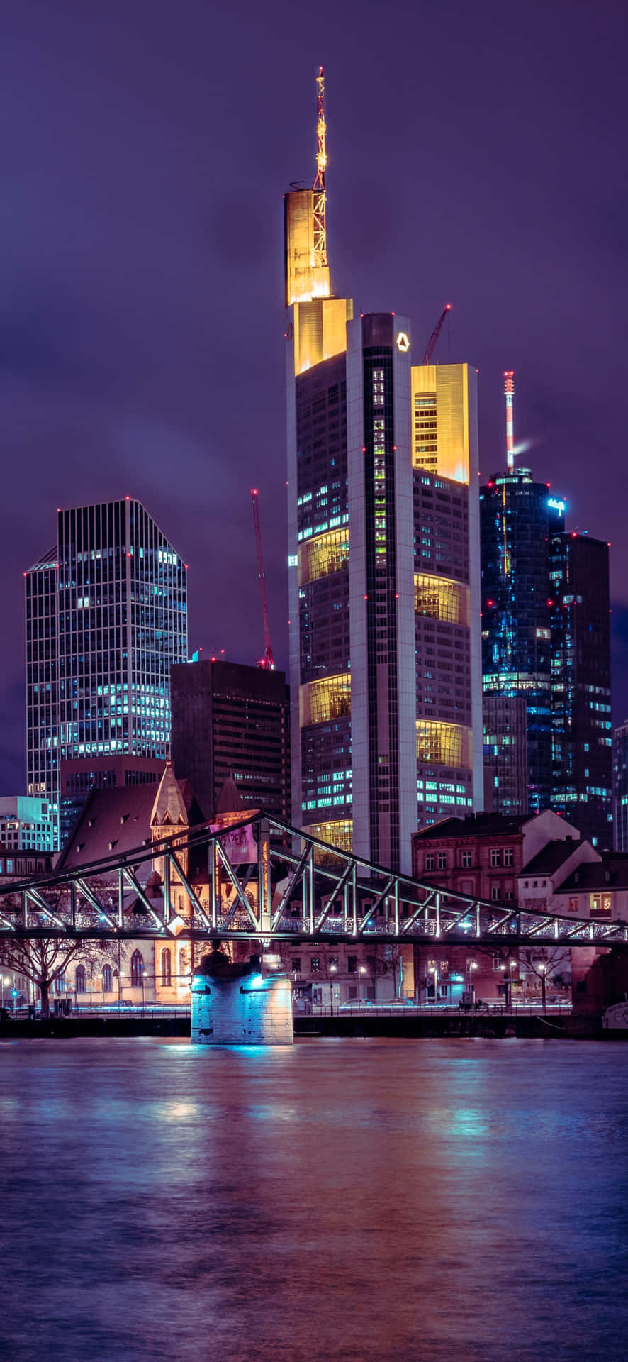 Frankfurt Skyline Night View Wallpaper