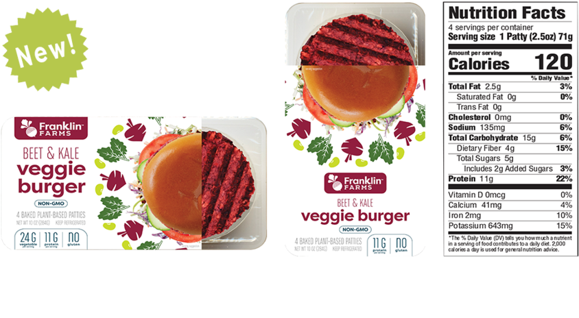 Franklin Farms Beet Kale Veggie Burger Packaging PNG