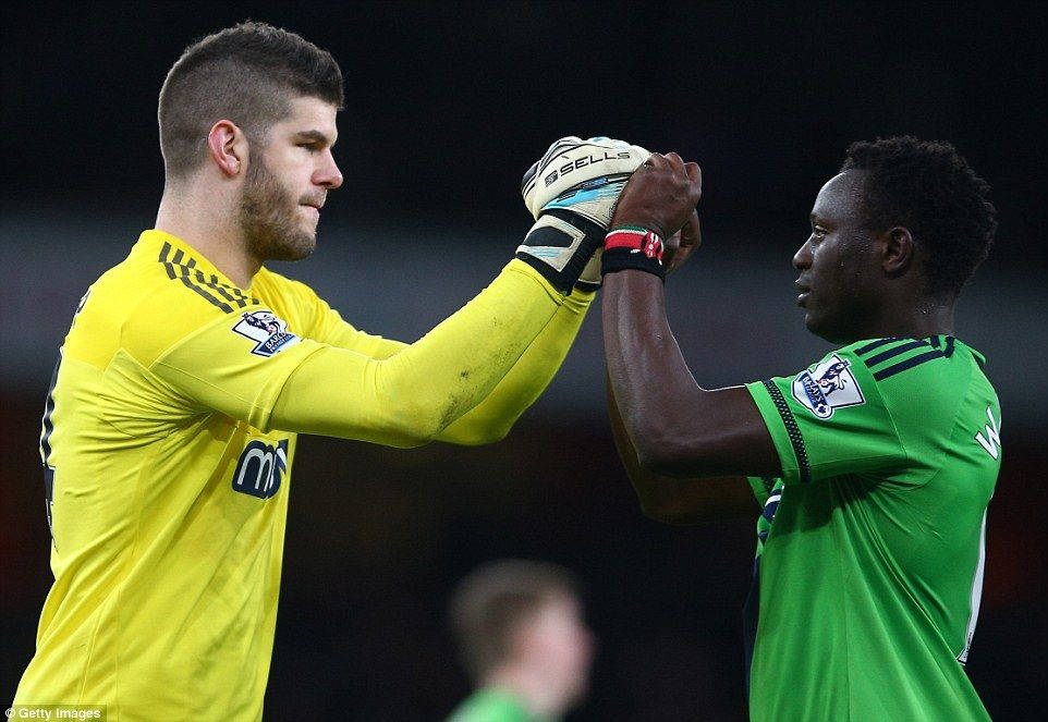 Fraser Forster With Fellow Football Player Wallpaper