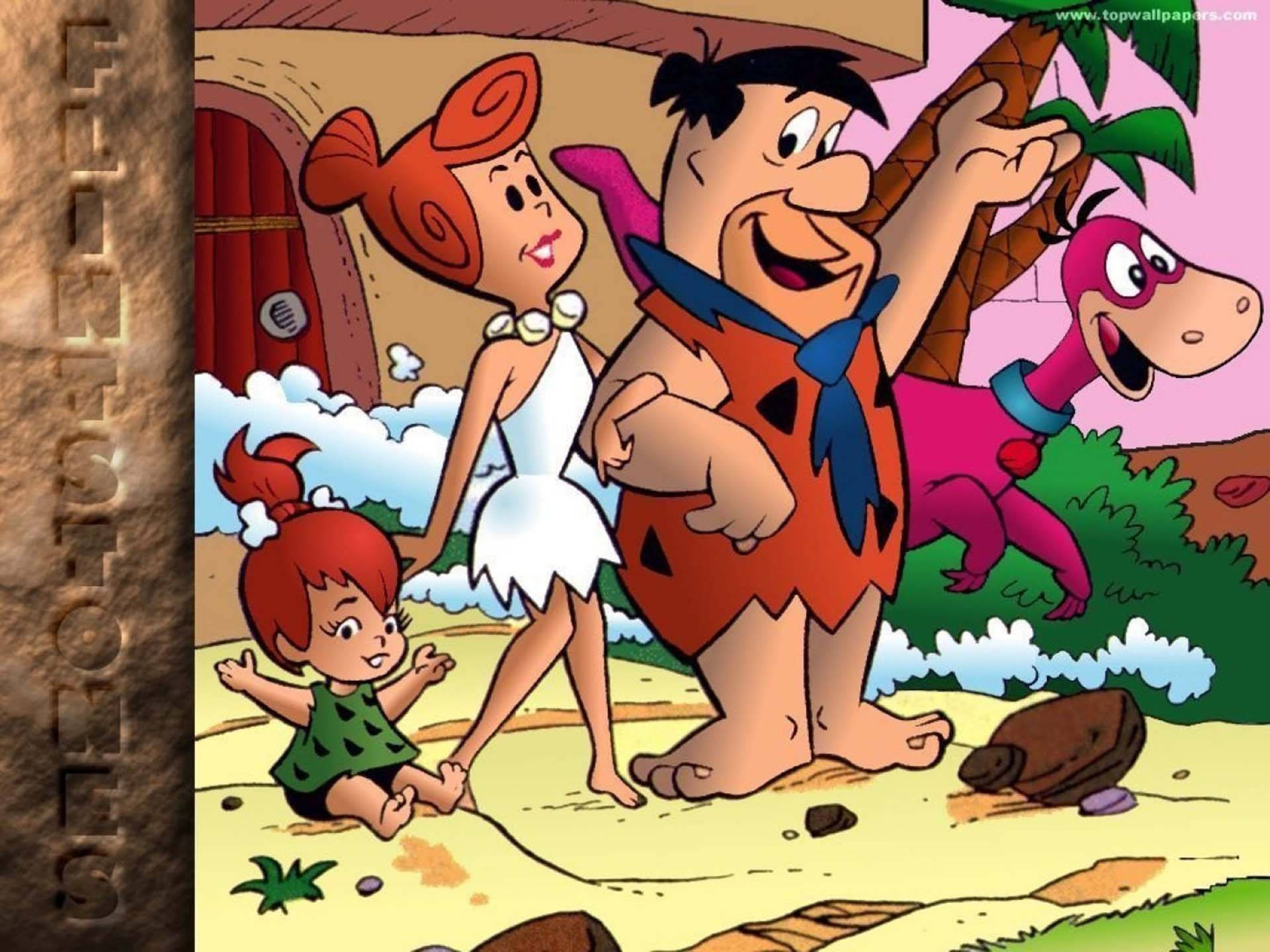 Fred Flintstone Familie Tegneserie Kunst Tapet Wallpaper