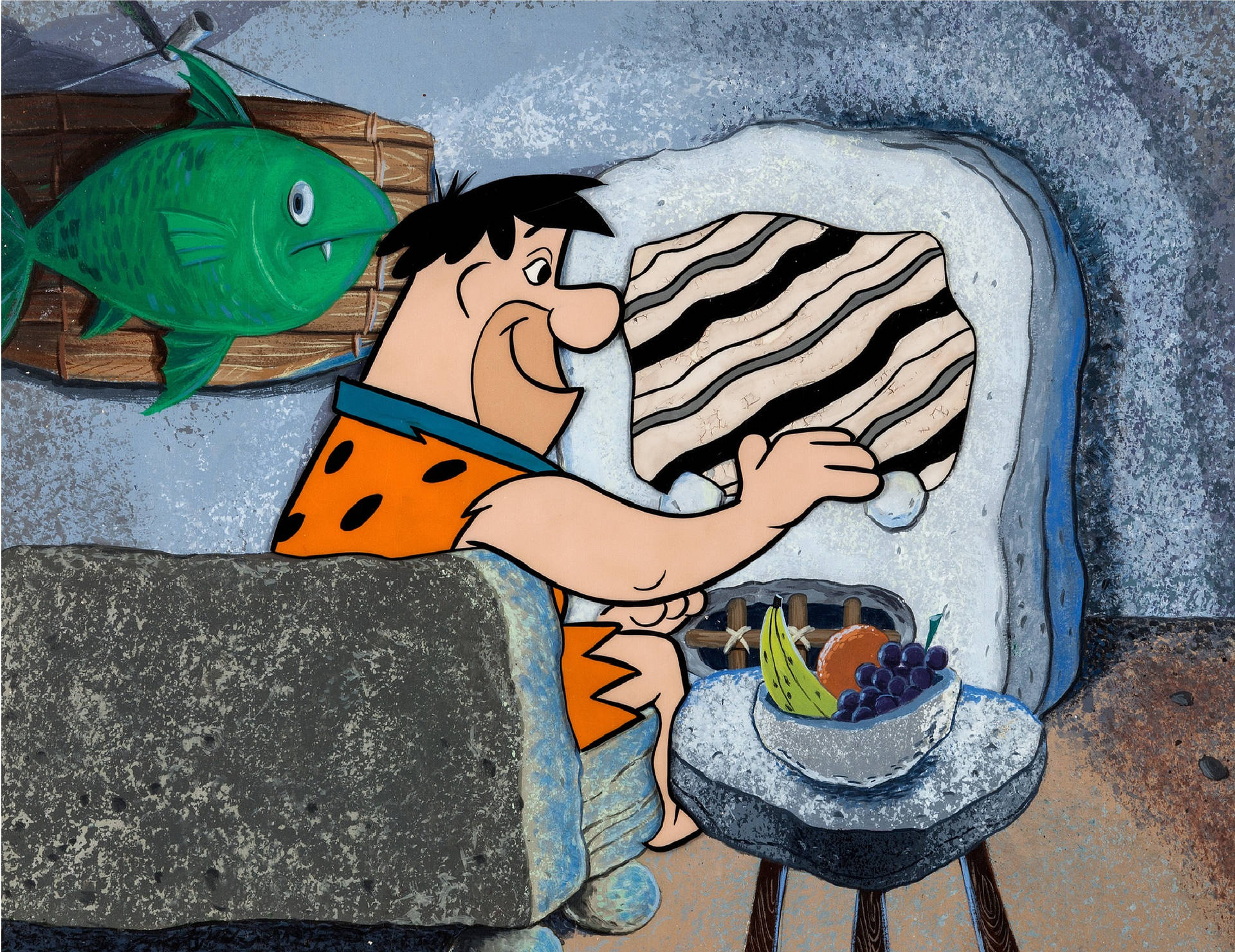 Fred Flintstone fjernsyntegneseriekunst tapet. Wallpaper