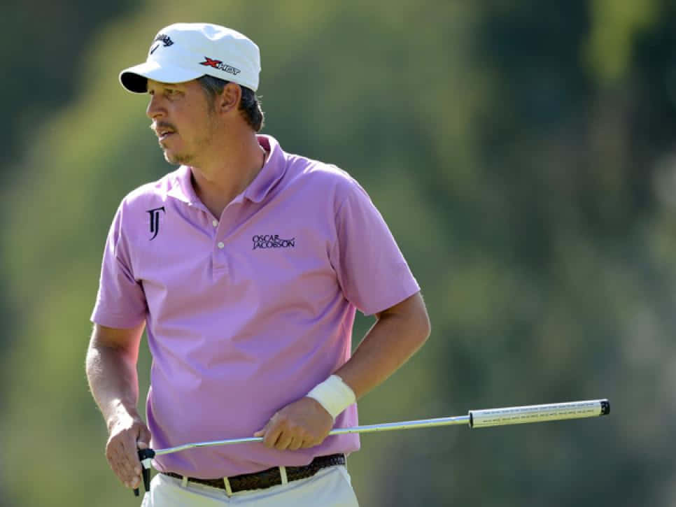 Freddie Jacobson in Pink Golf Shirt Wallpaper