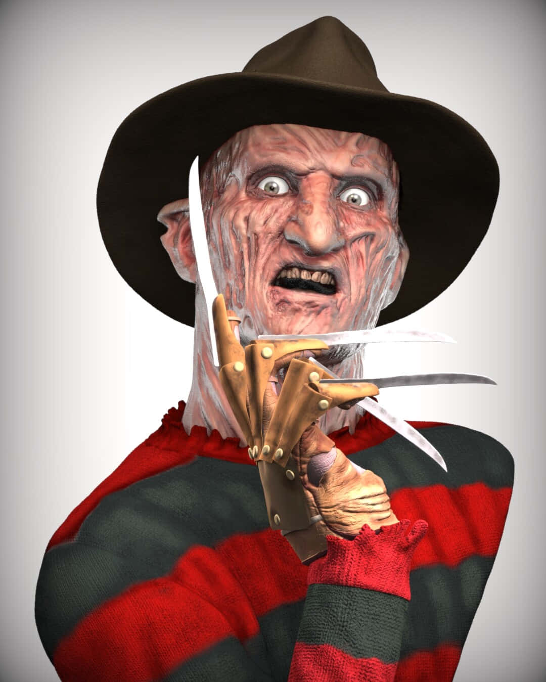Freddy Krueger with his iconic red and green sweater