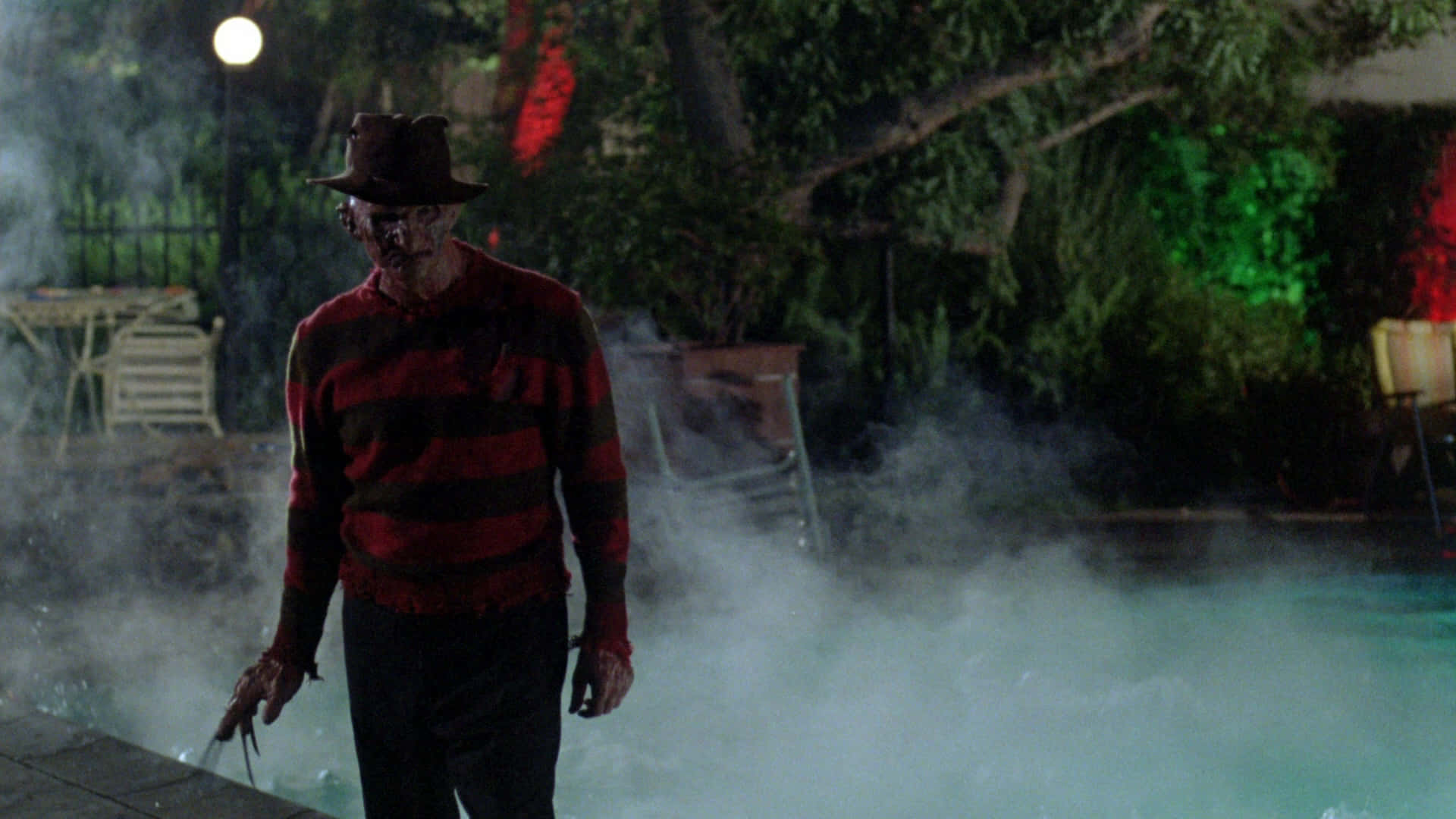 The Iconic Freddy Krueger Haunting Dreams in Front of his Boiler Room Lair