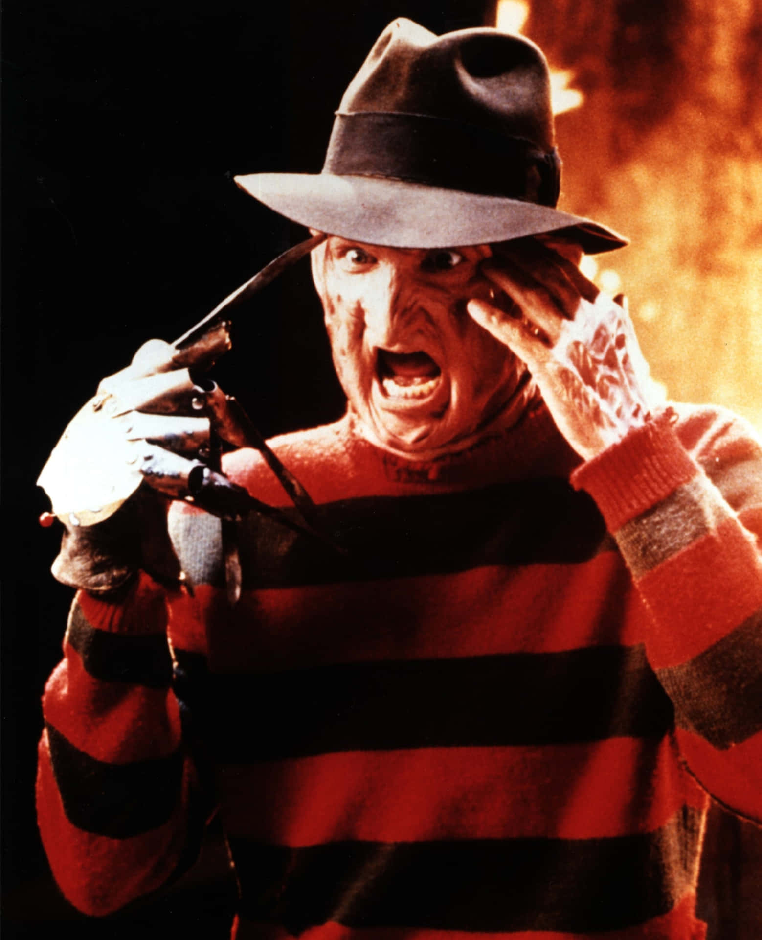 Freddy Krueger In A Red And White Striped Sweater