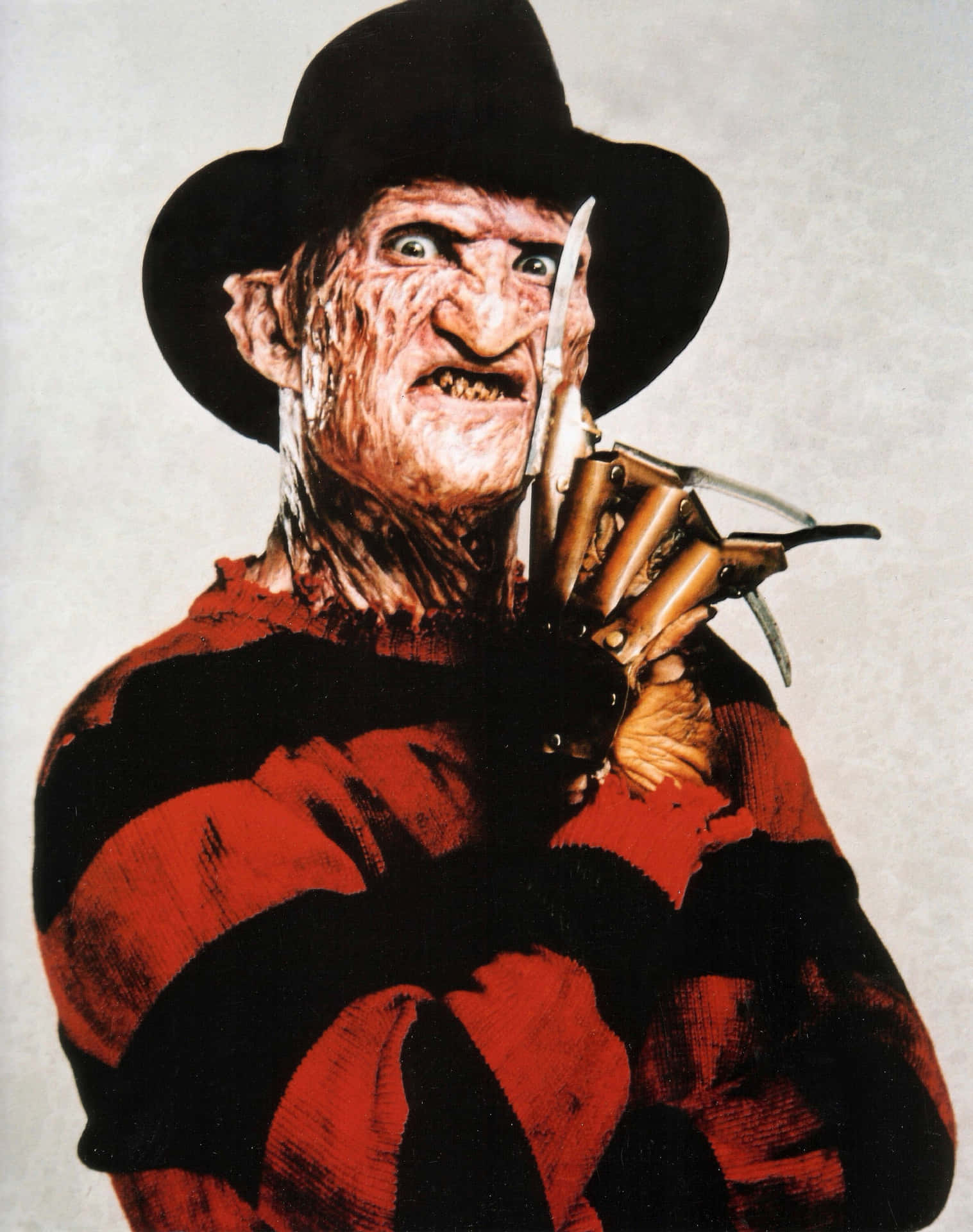 Freddy Krueger In A Striped Hat And Striped Shirt