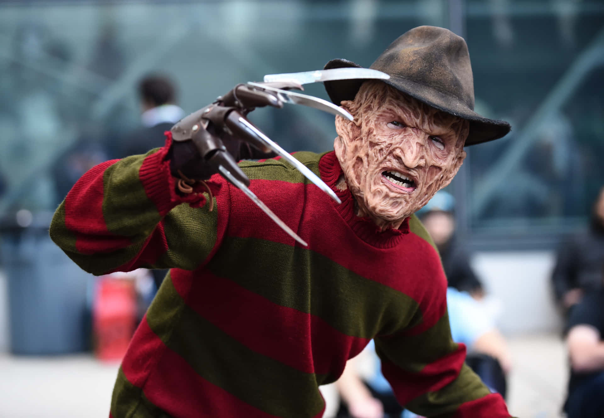A Man Dressed As Freddy Krueger