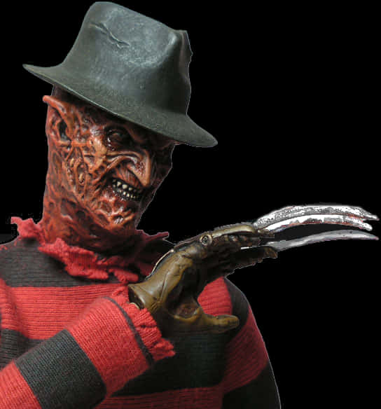 Download Freddy Krueger Figurewith Clawed Glove | Wallpapers.com