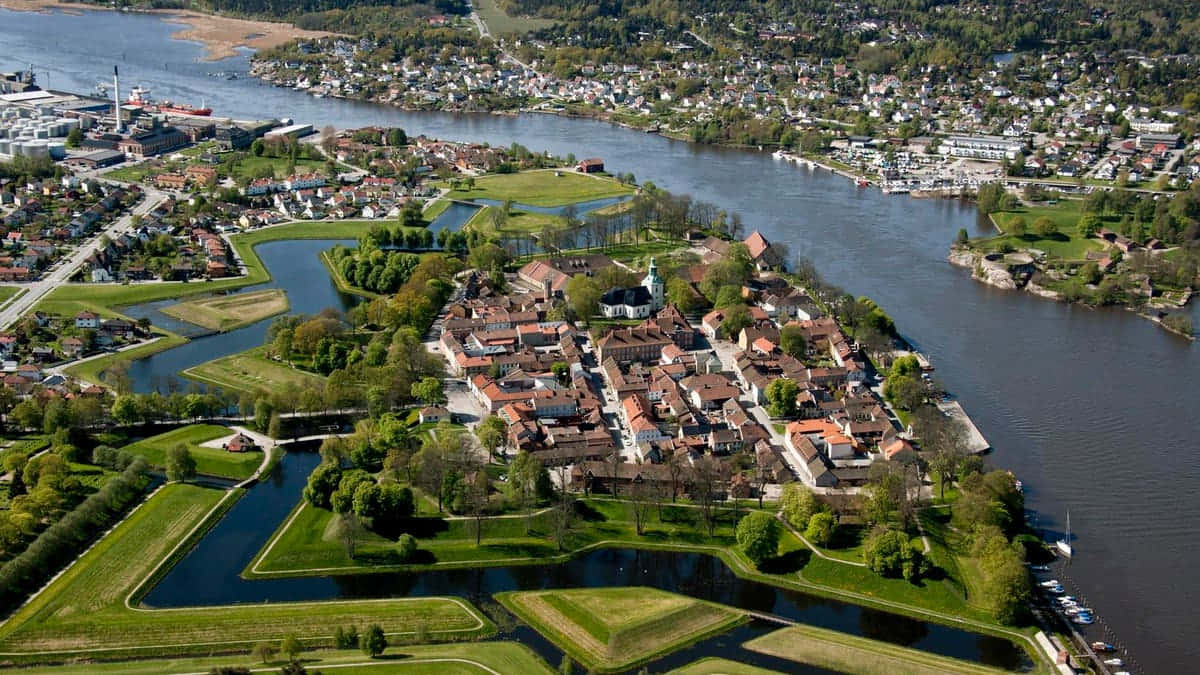 Fredrikstad Old Town Aerial View Wallpaper