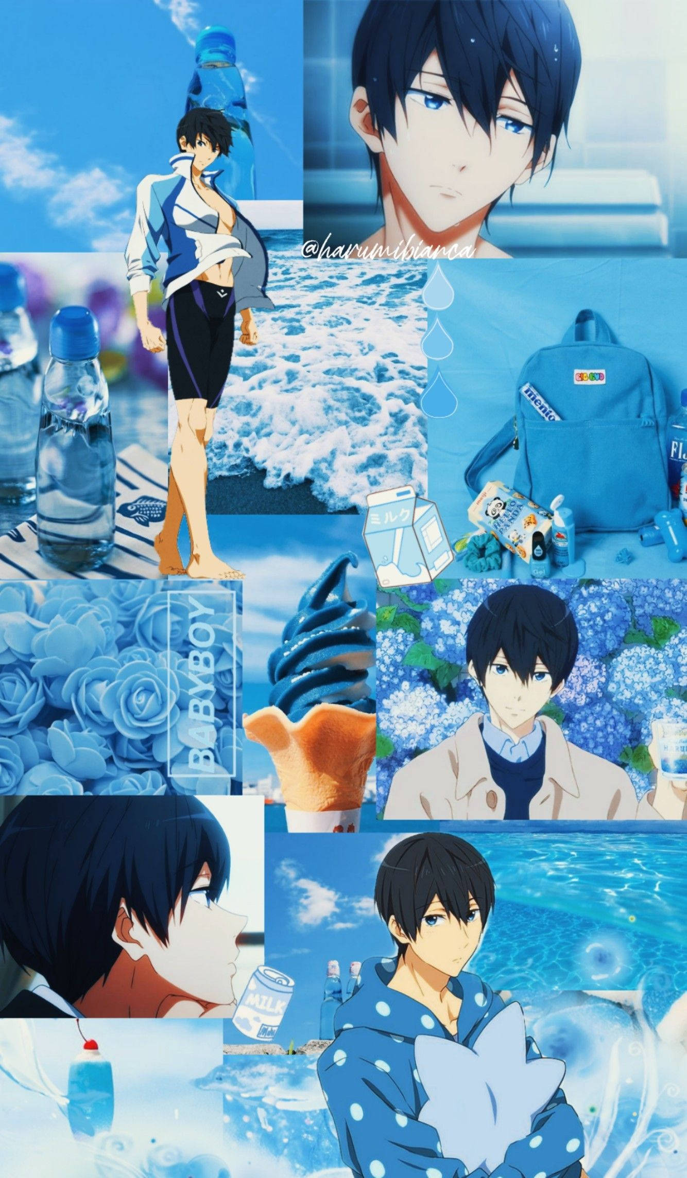 Download Free Anime Pfp Haruka Nanase Collage Wallpaper 
