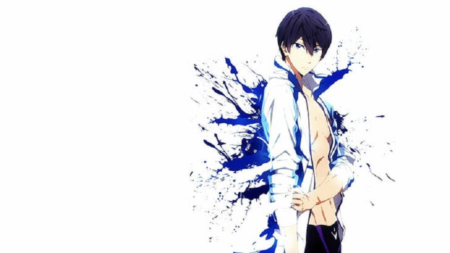 Free Anime Pfp Haruka Splattered Blue Paint Wallpaper