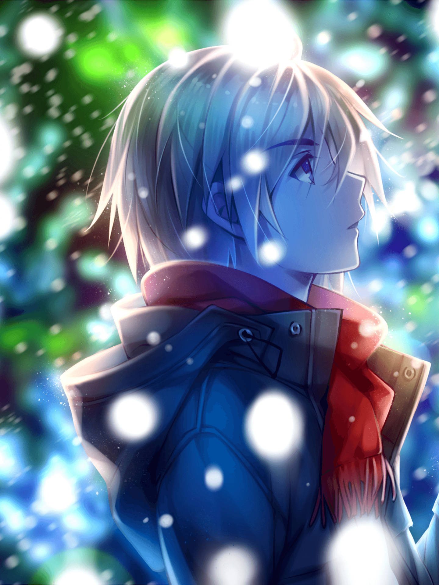 Caption: "Anime Character Contemplating Under the Stars" Wallpaper