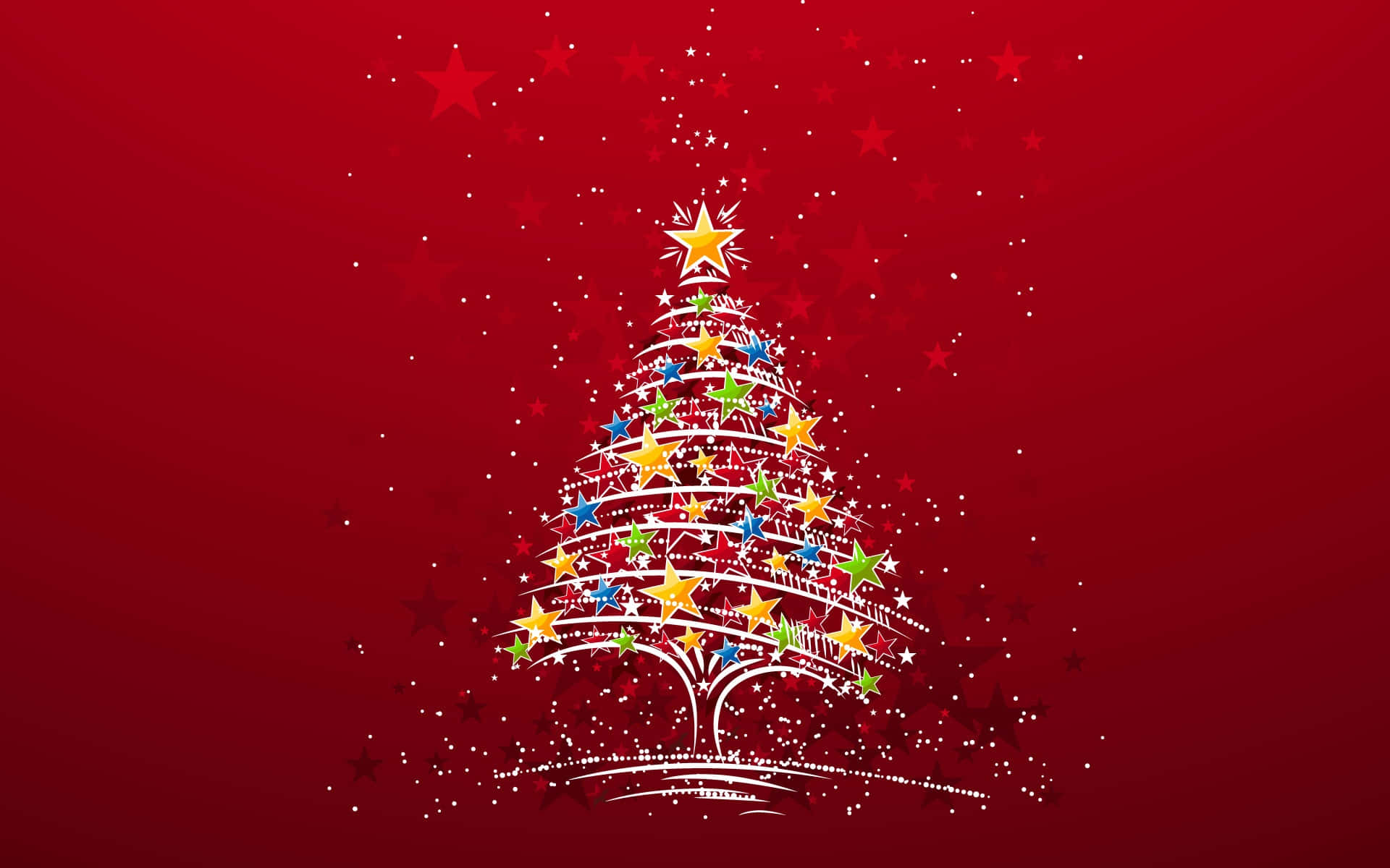 Gratis julebaggrunden juletræ med rød baggrund
