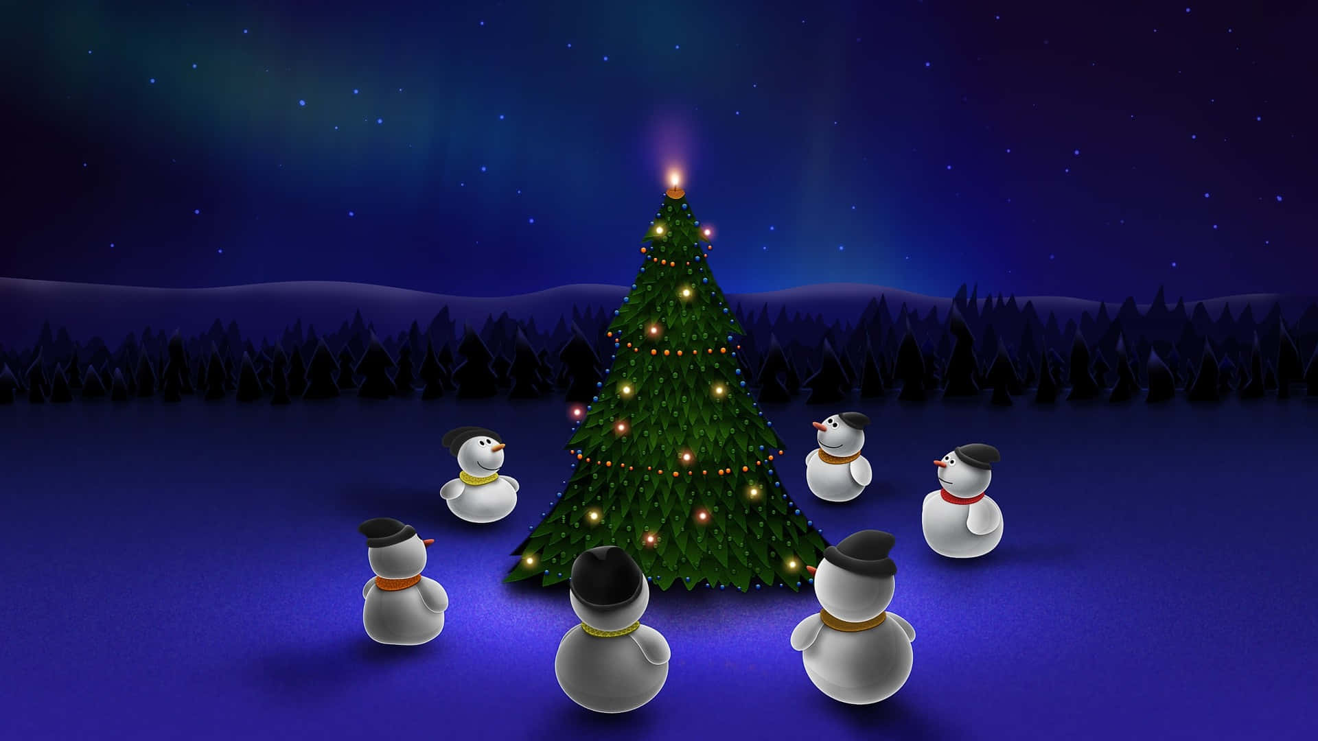 Free Christmas Tree Snowman Picture