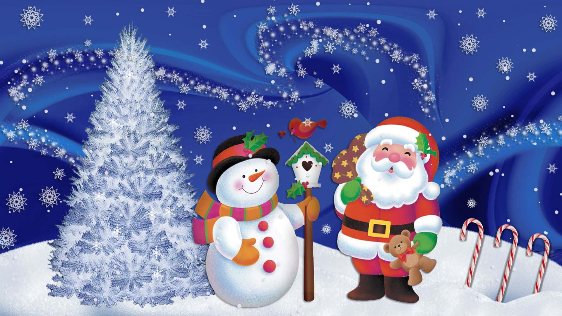 Free Christmas Snowman Santa Claus Picture