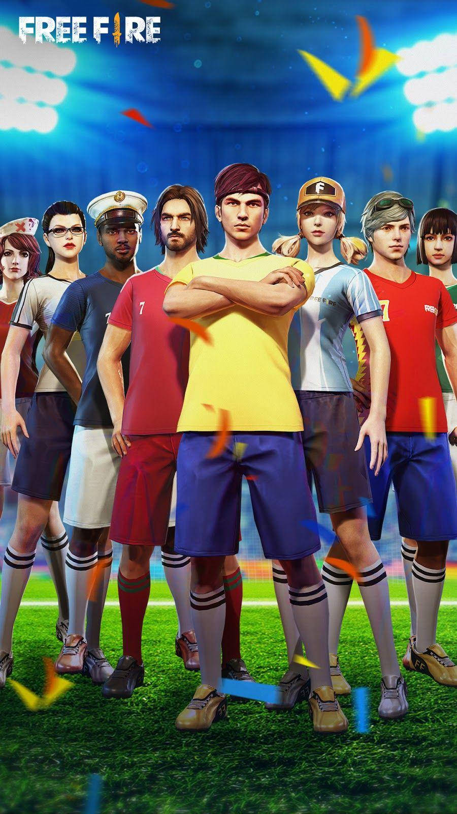 Free Fire 3d Character In Soccer Uniforms Wallpaper