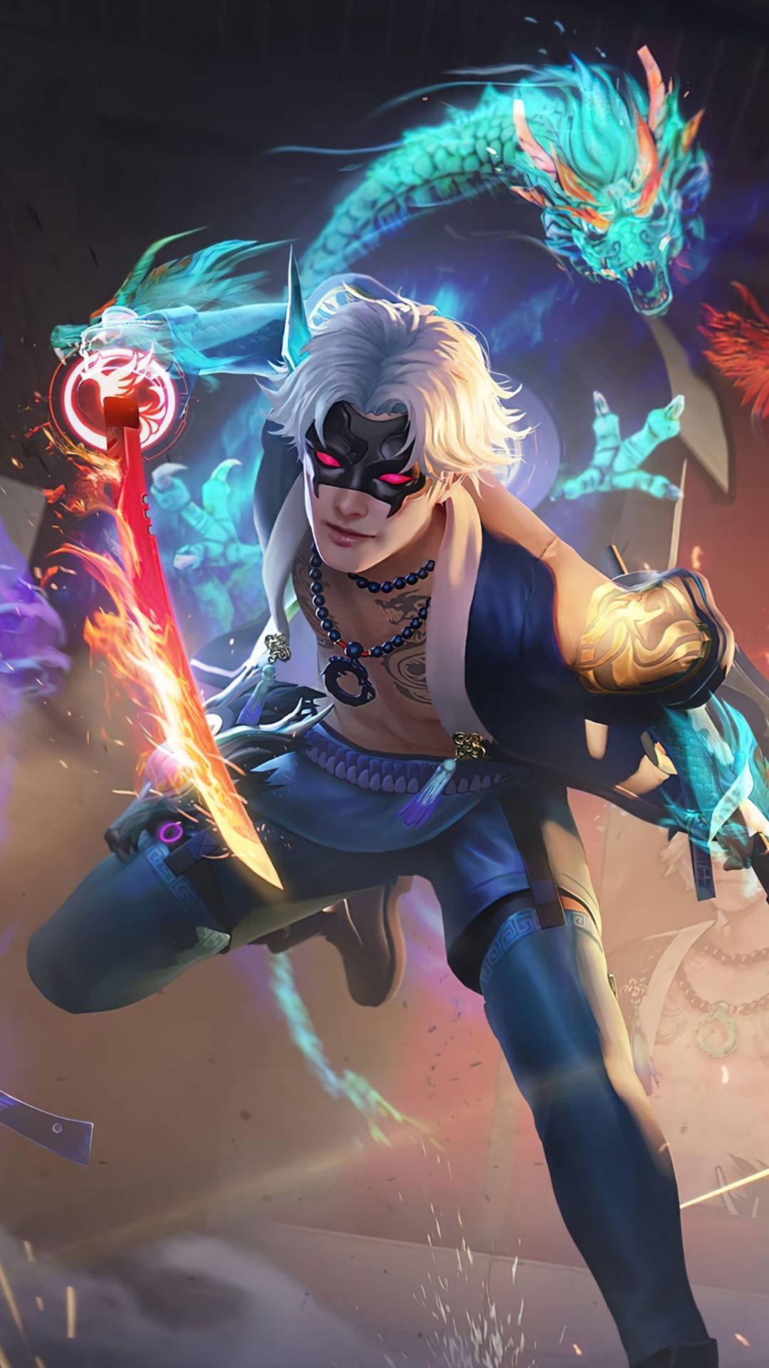 Free Fire Character With Blue Dragon Picture