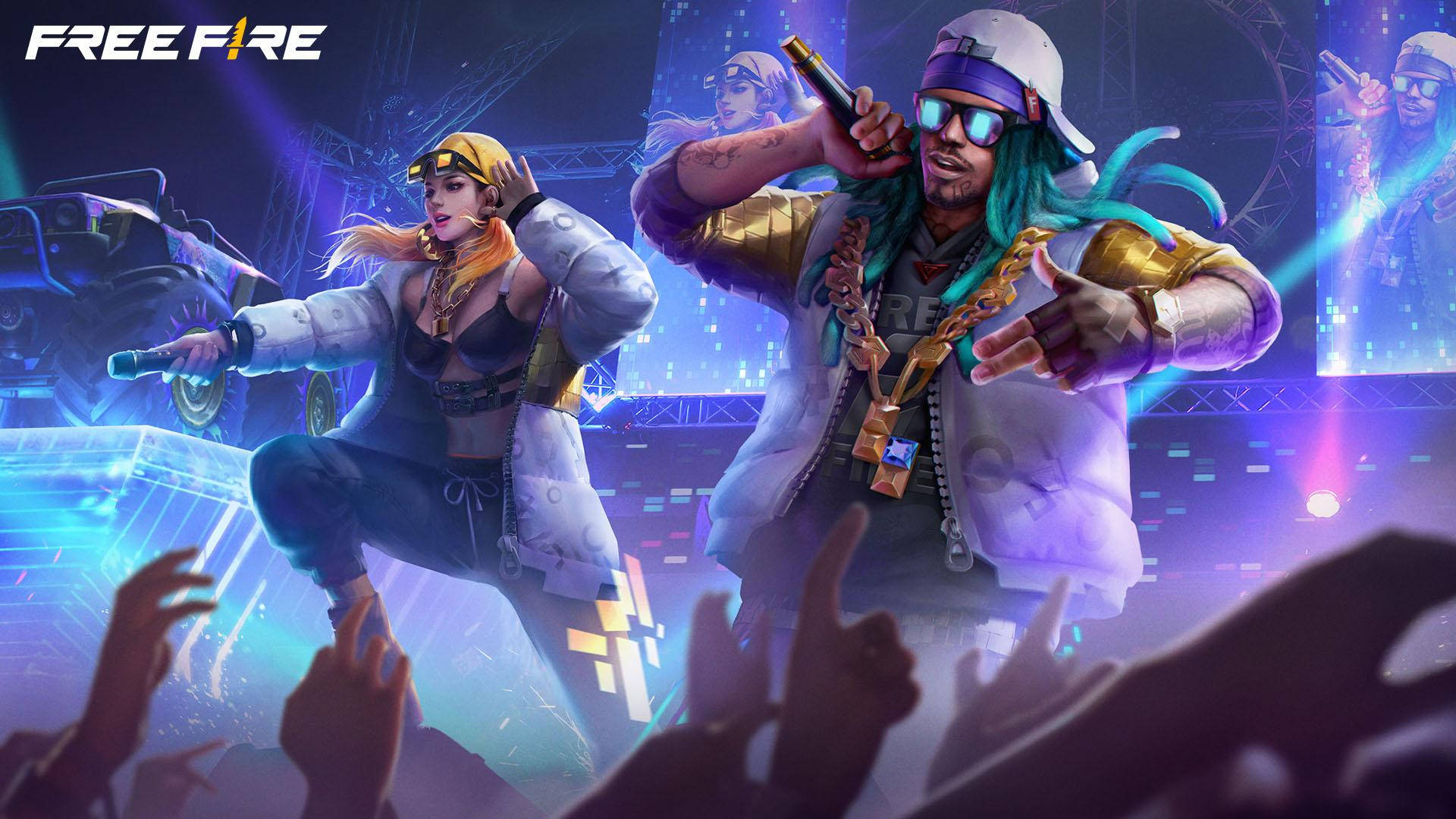 Free Fire Hip Hop Bundle Performing On Stage Wallpaper