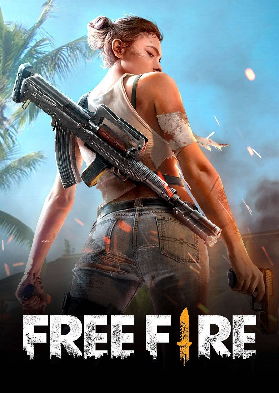 Free Fire Logo Armed Woman Wallpaper