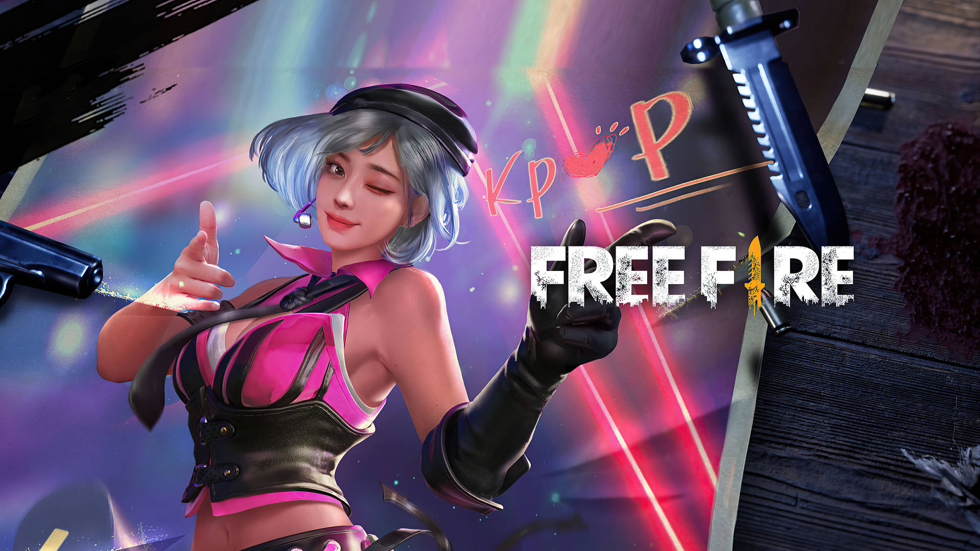 Free Fire Logo K-pop Girl Wallpaper