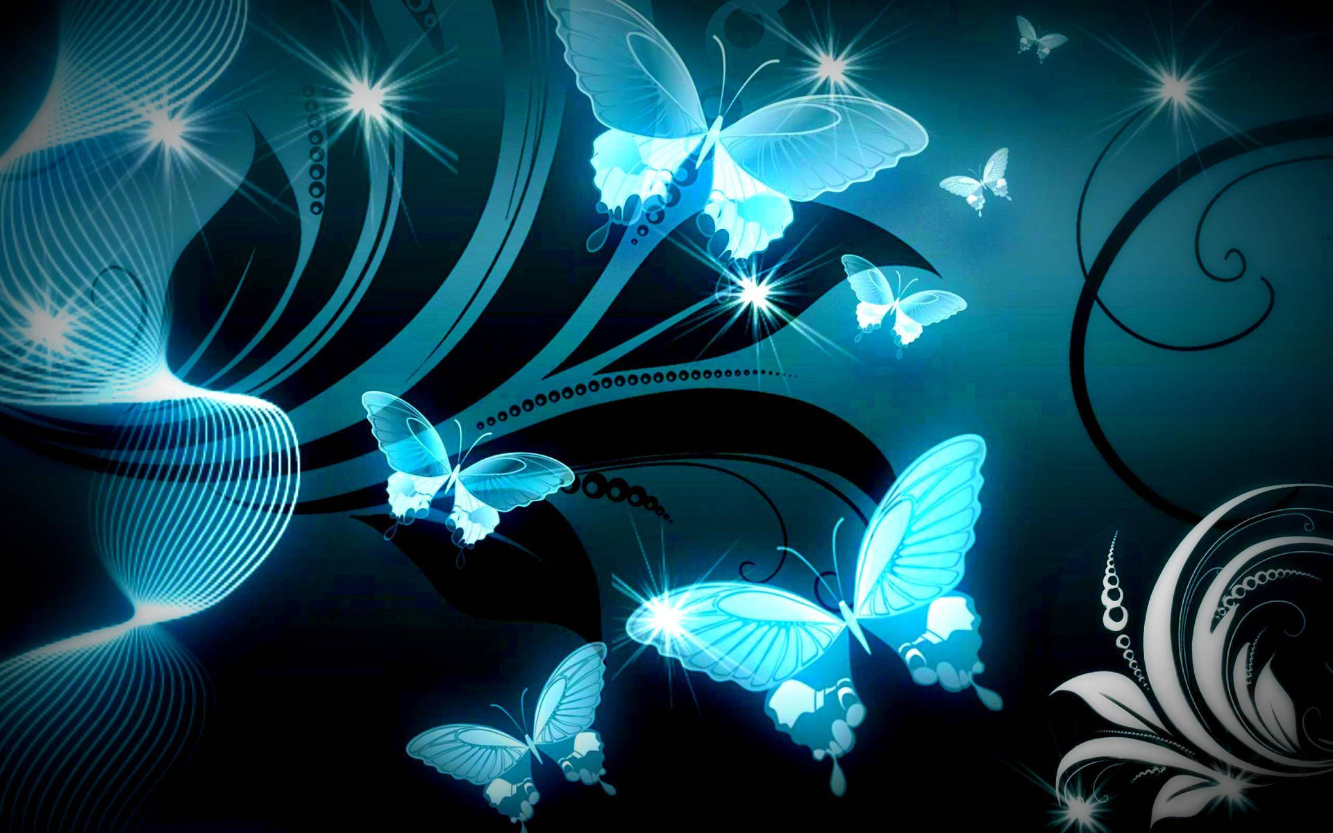 Imagengratuita De Mariposas Azules Neón. Fondo de pantalla