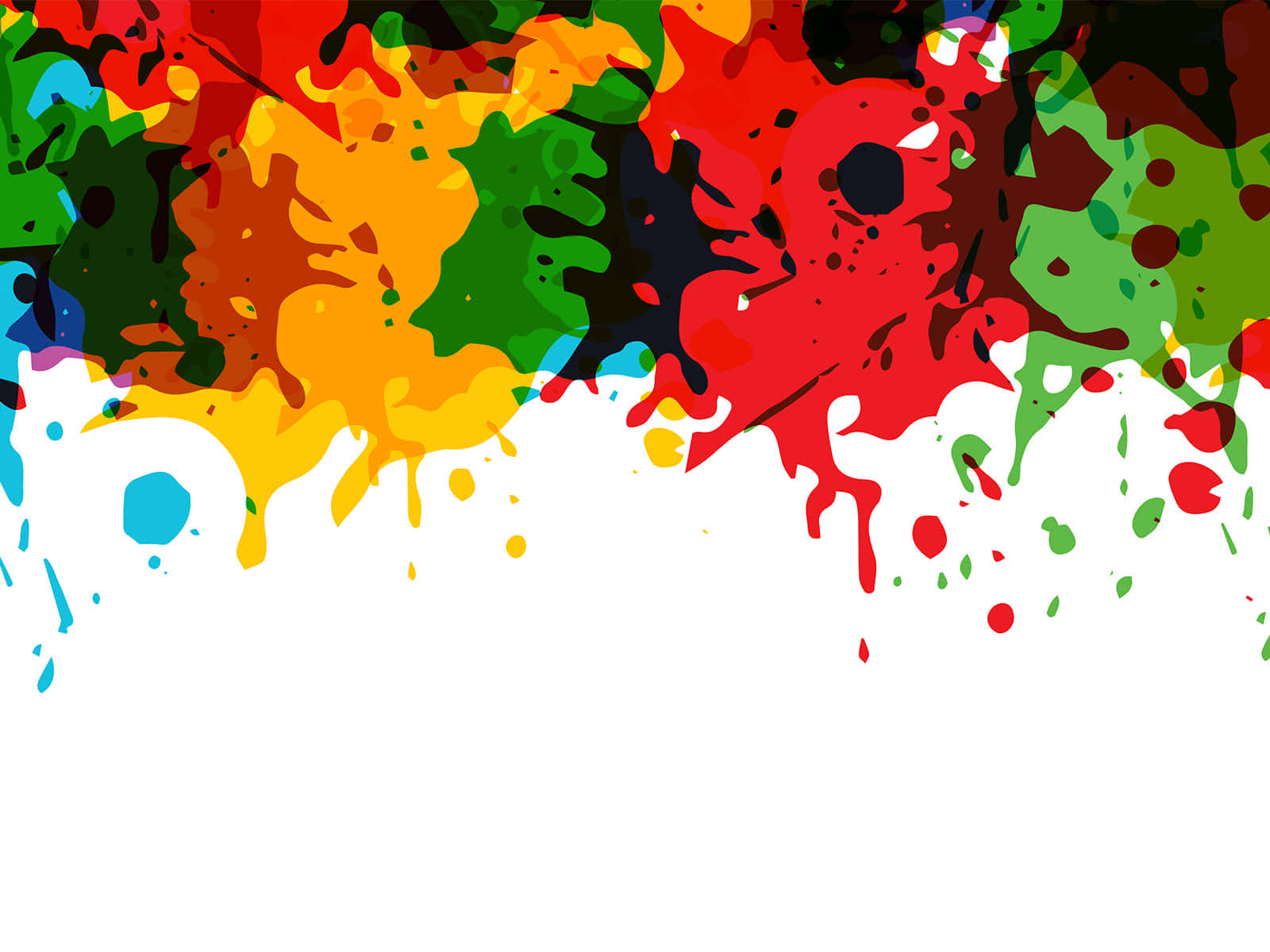 Colorful Paint Splatters On A White Background
