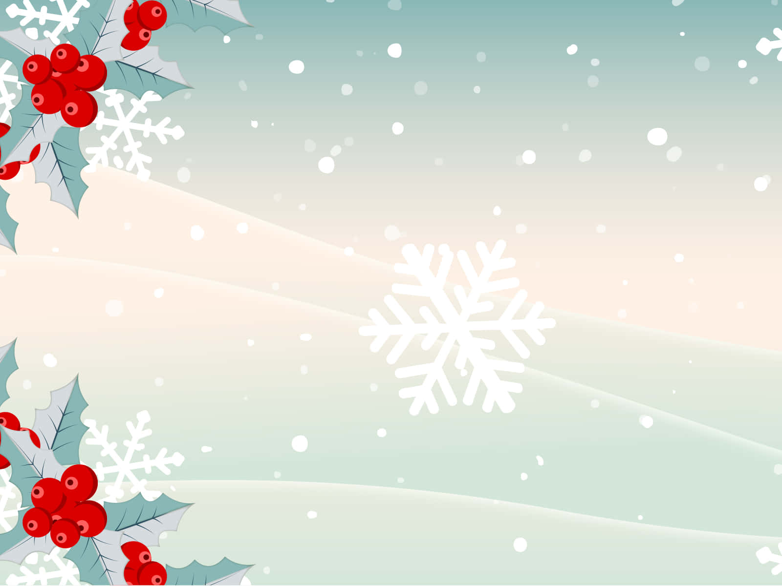 A Christmas Background With Snowflakes And Holly
