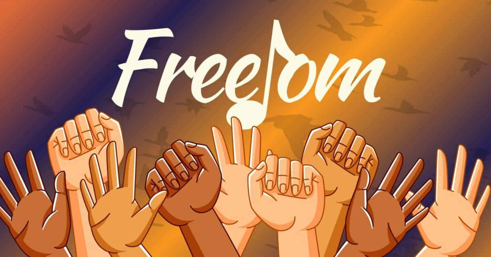 A Group Of Hands With The Word Freedom