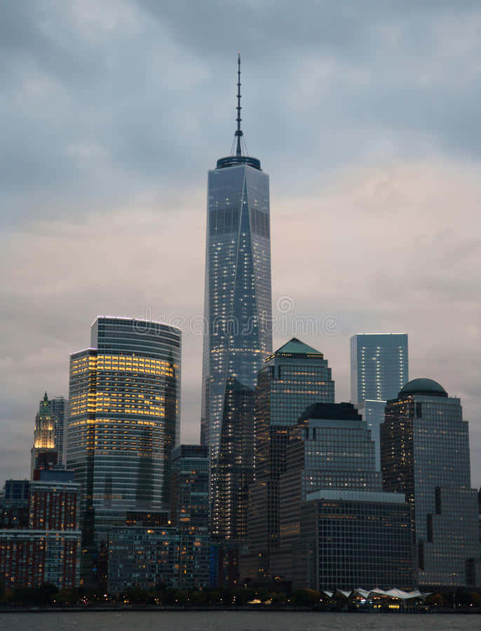 Freedom Tower Manhattan Skyline Evening Photograph Wallpaper
