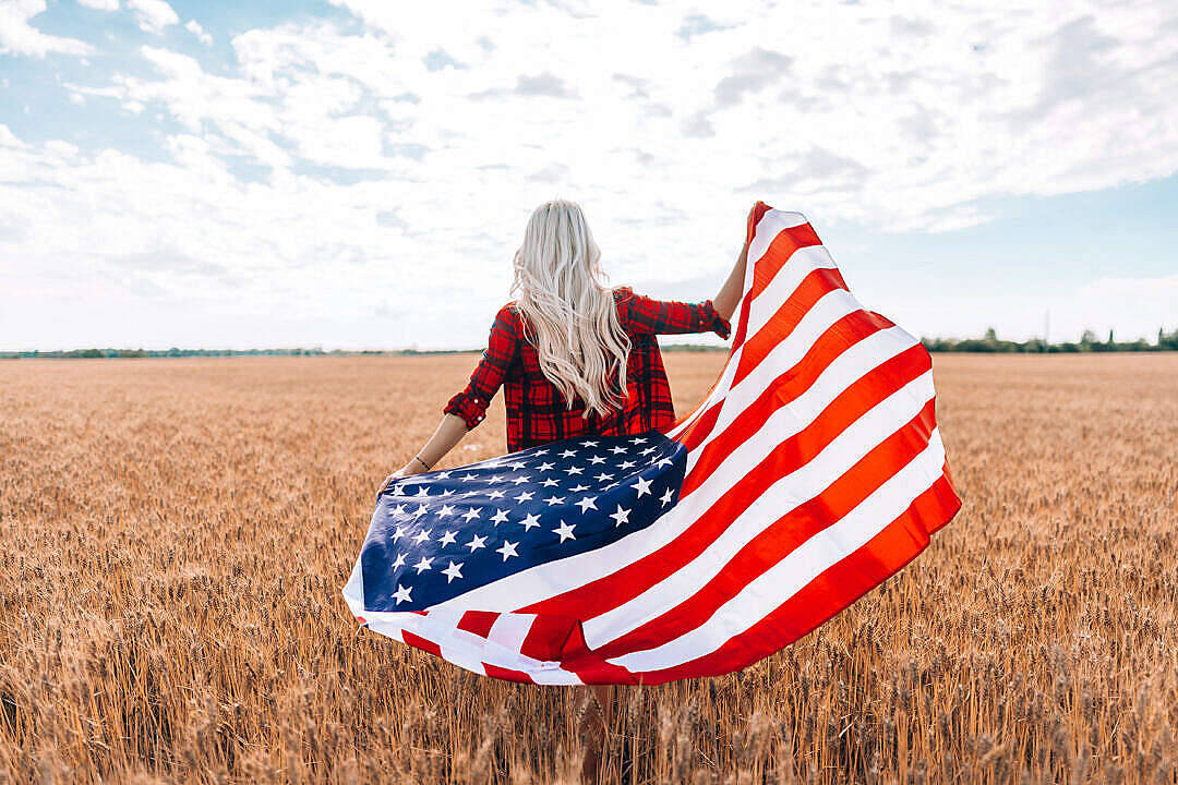 Freedom Woman With Flag Wallpaper