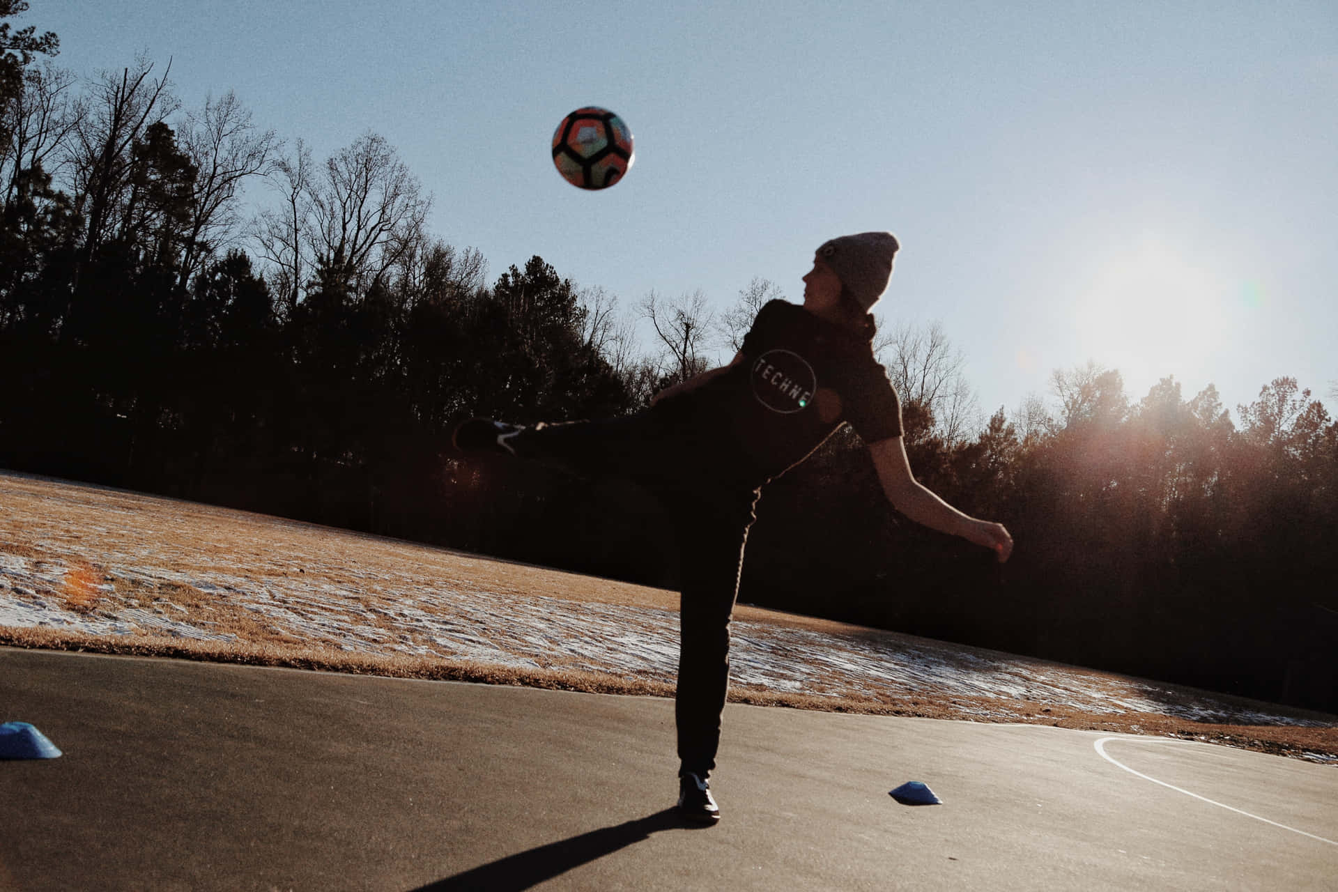 Freestyle Soccer Trickat Sunset Wallpaper