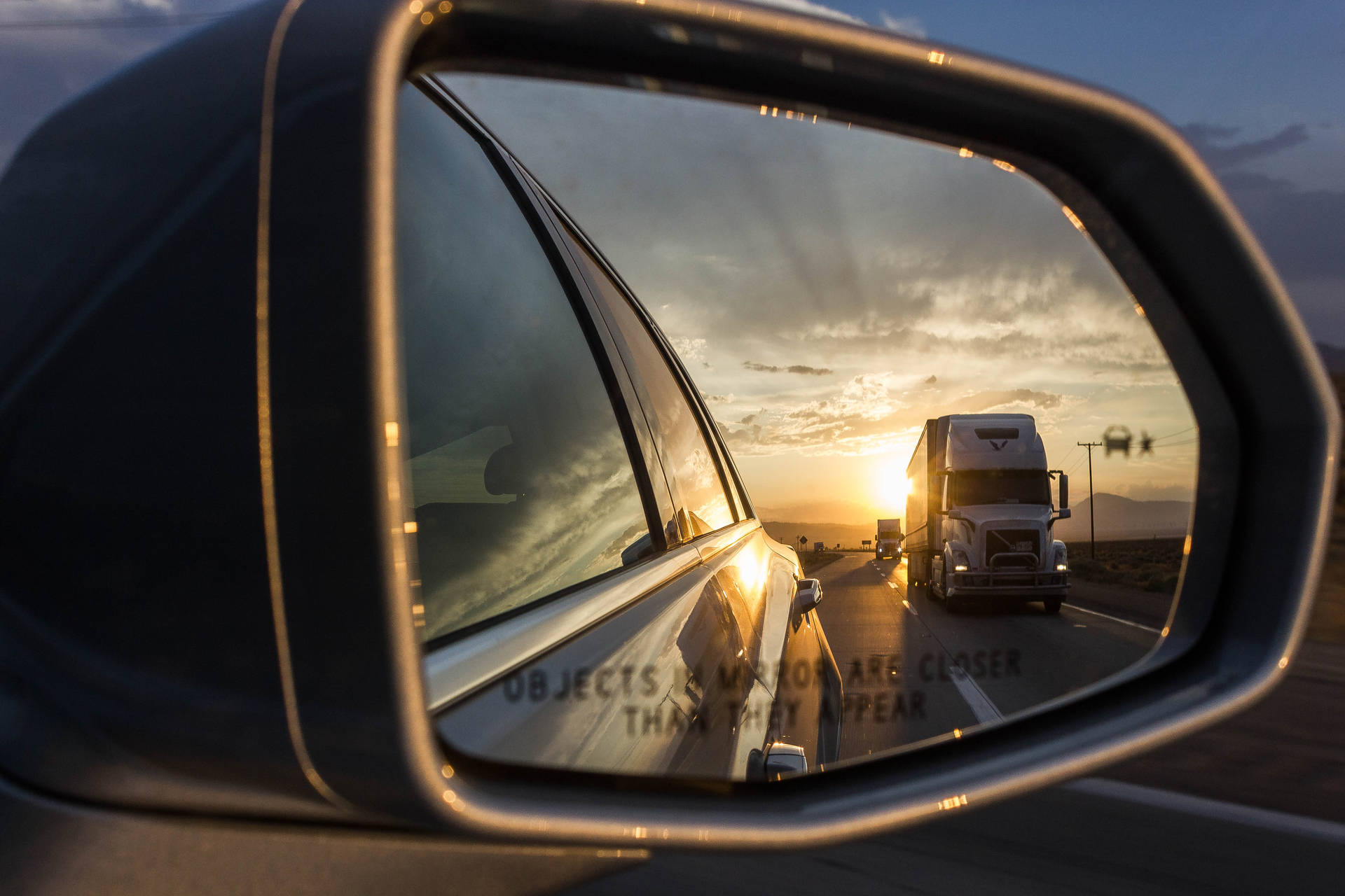 Freight Truck Reflection Side Mirror Wallpaper