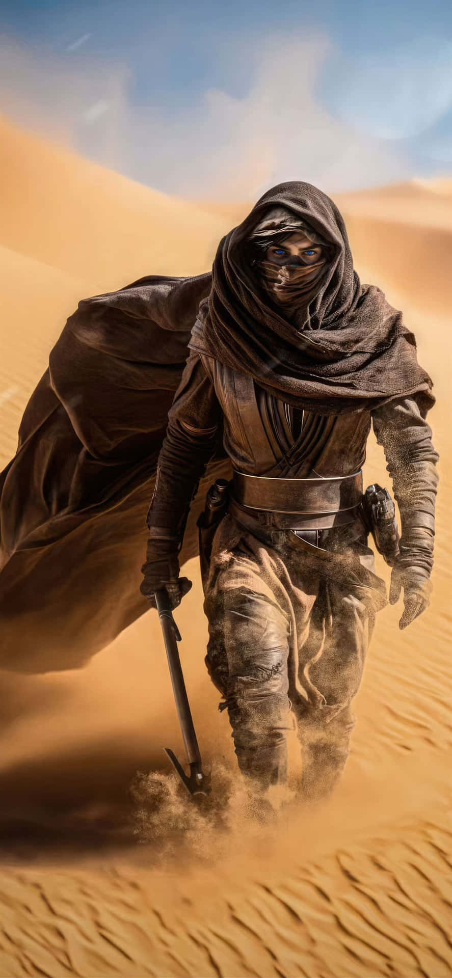 Fremen_ Warrior_ Striding_ Across_ Arrakis_ Desert.jpg Wallpaper