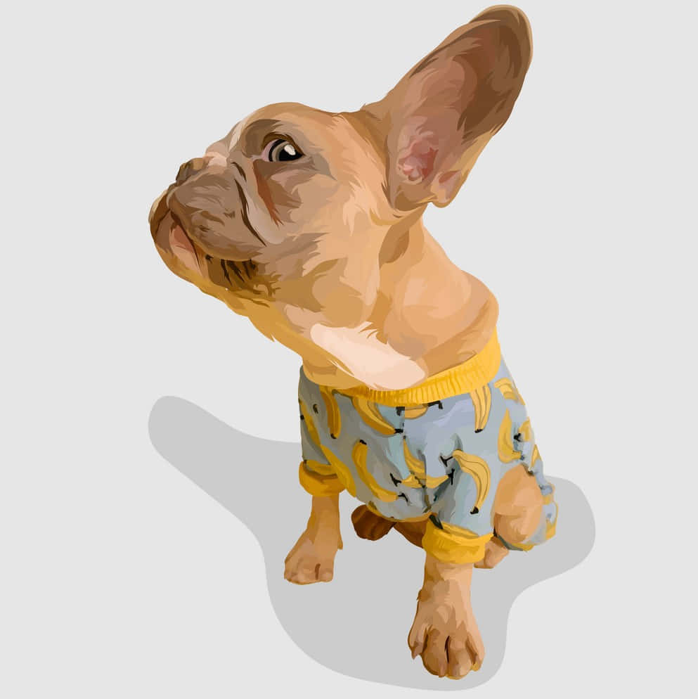 French Bulldog Banana Sweater Digital Paint Vector Art Wallpaper