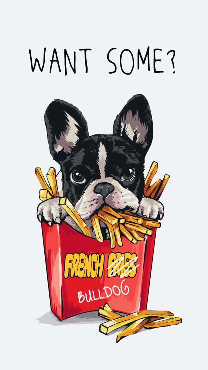 French Bulldog French Fries Vector Art Slogan Background