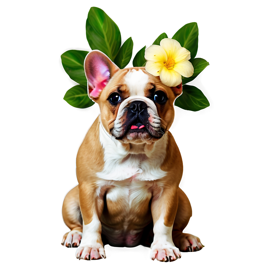 French Bulldog With Flowers Png Bvu50 PNG