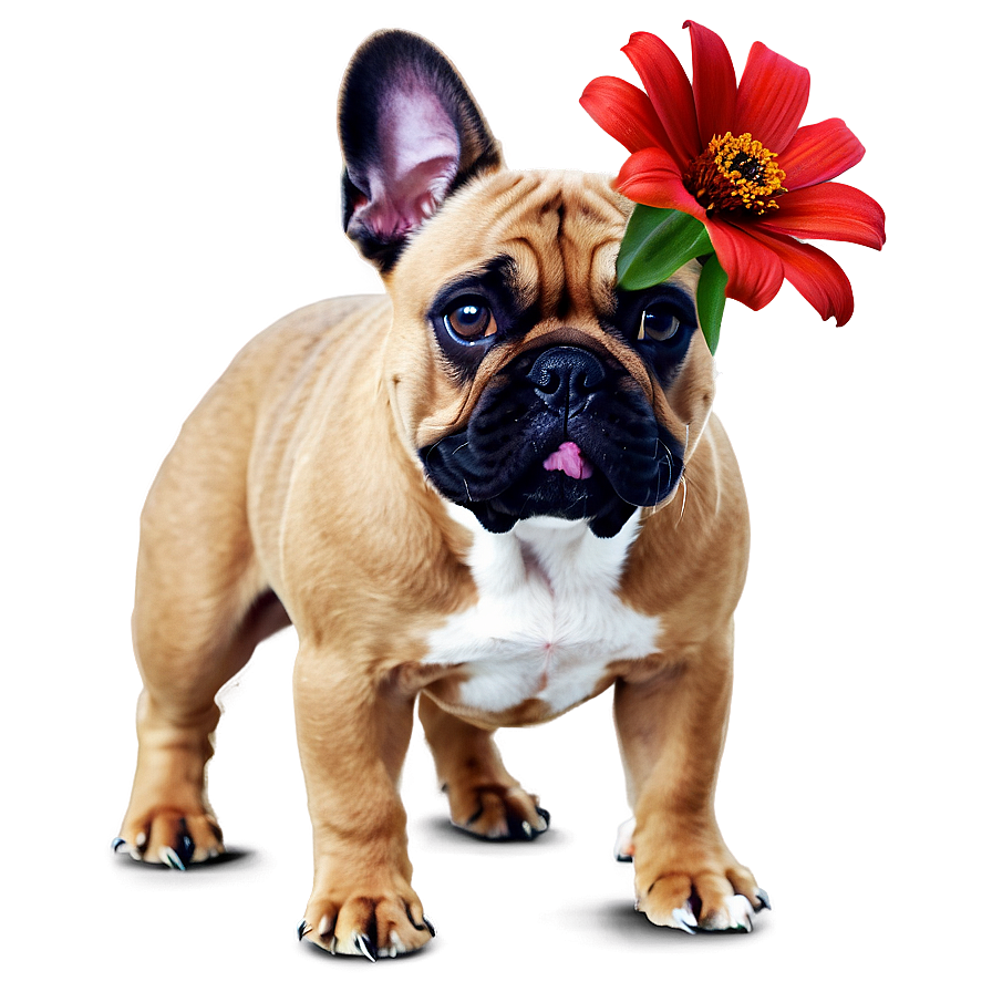 French Bulldog With Flowers Png Dmb56 PNG