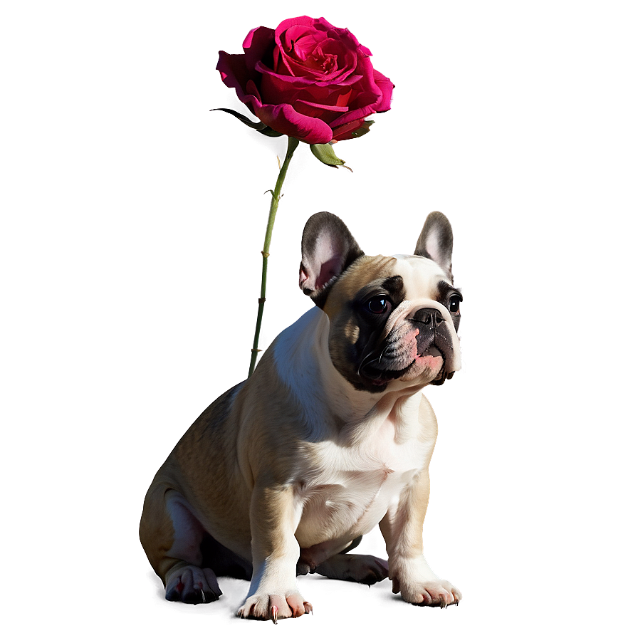 French Bulldog With Flowers Png Qog PNG