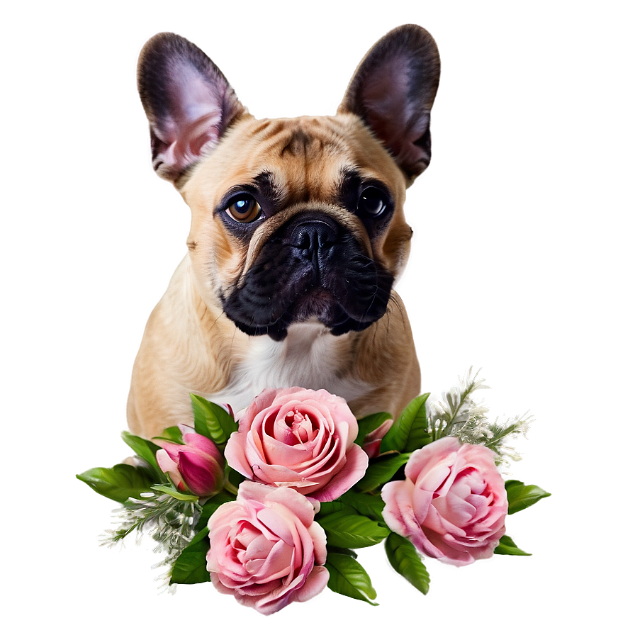 French Bulldog With Flowers Png Swf53 PNG