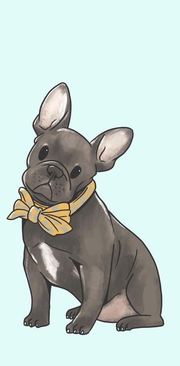 French Bulldog Yellow Bow Tie Art Wallpaper
