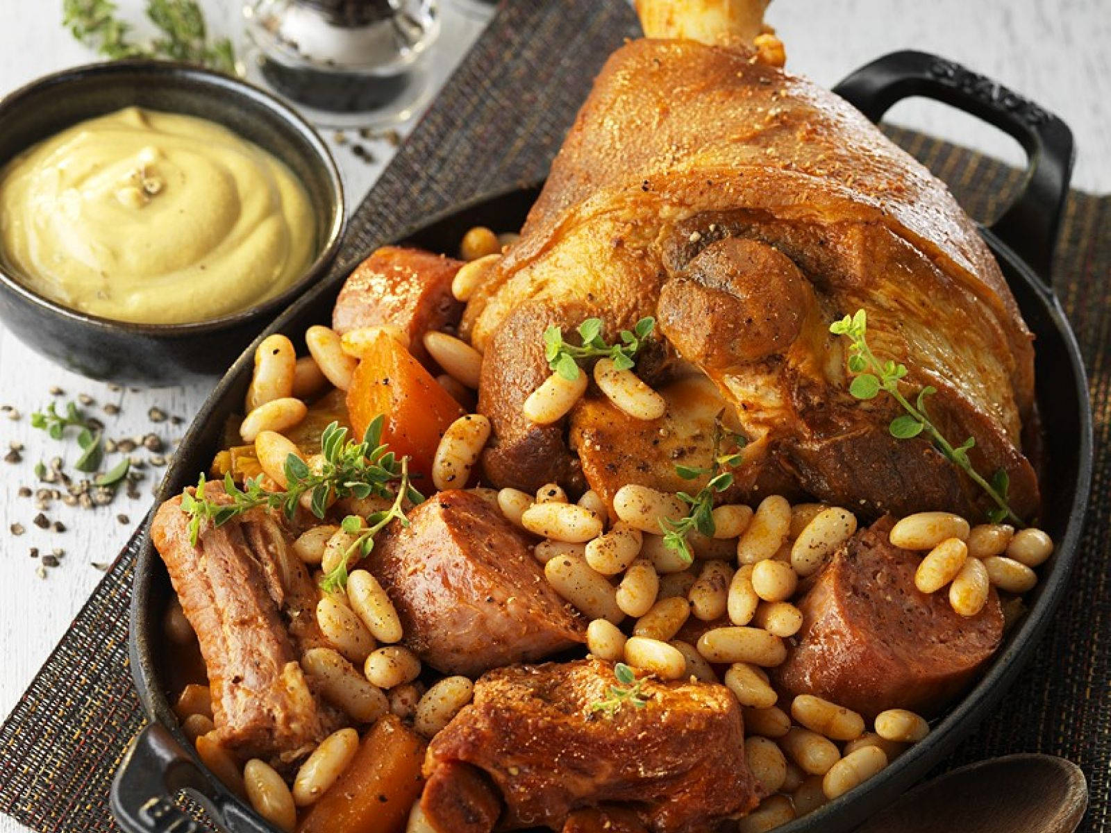 French Cassoulet Dish With Mustard Sauce Wallpaper