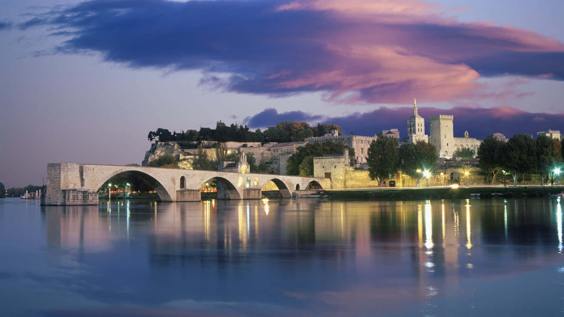 French Christian Avignon Bridge Wallpaper