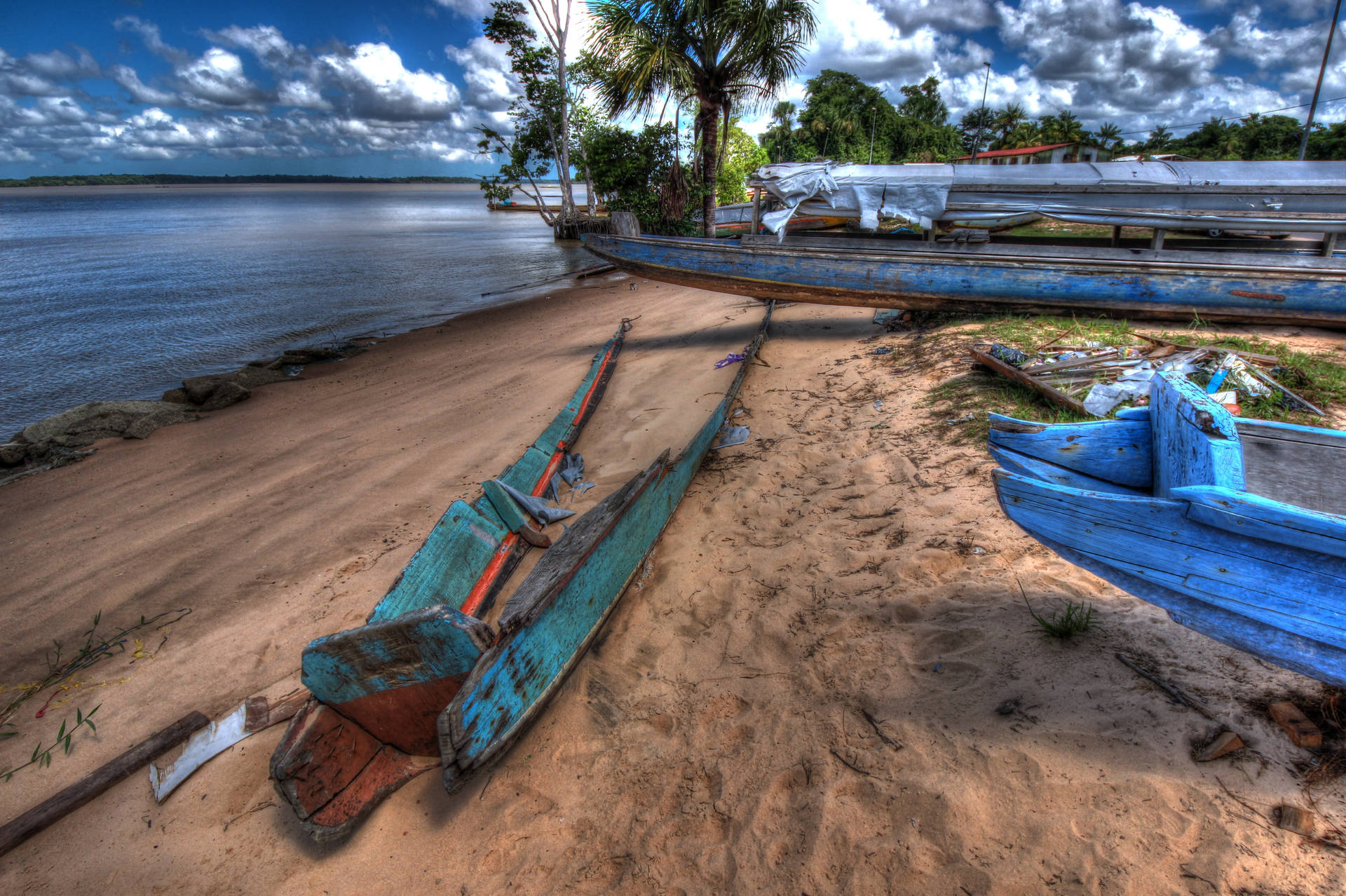 French Guiana Boat On Land Wallpaper