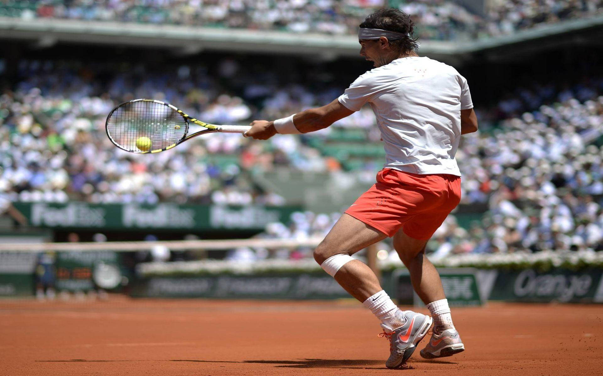 Fokus Fotografering af Rafa Nadal i French Open Wallpaper
